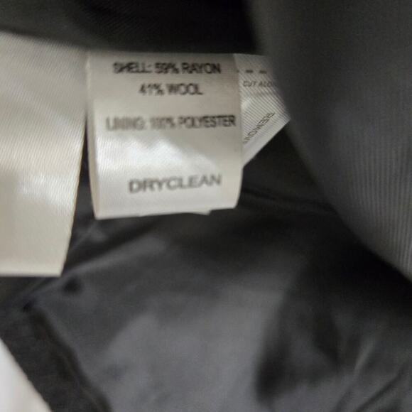 ANN TAYLOR LOFT Petites Womens 2P Black Pea Coat Gold Buttons Wool Blend Classic - Picture 4 of 9